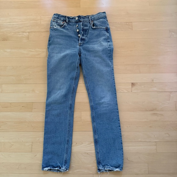 AGOLDE  Riley Long High-Rise Straight Jeans in  Cove 25 - Picture 5 of 14